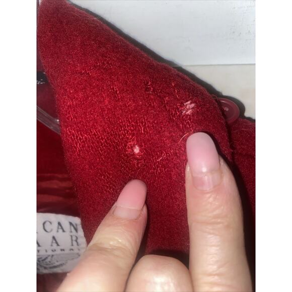 Vtg 80s American Bazaar Women's Red Lined Button Front Trench Pea Coat Large - Picture 7 of 10